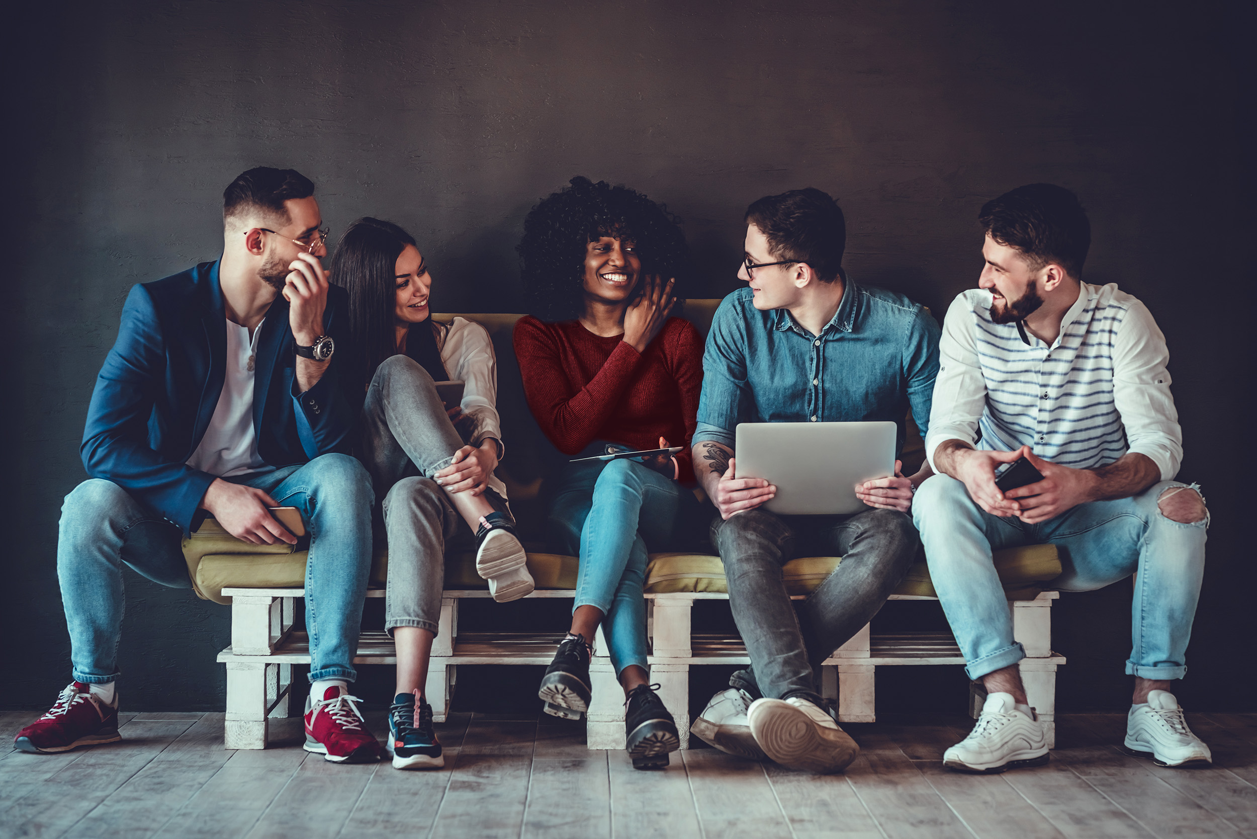 Group of people sitting and talking